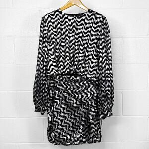 Zara Black and White Zigzag Dress